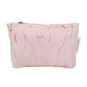 Durable Embossment Oil Painting Handheld Makeup Bag for Vacation Large Pink